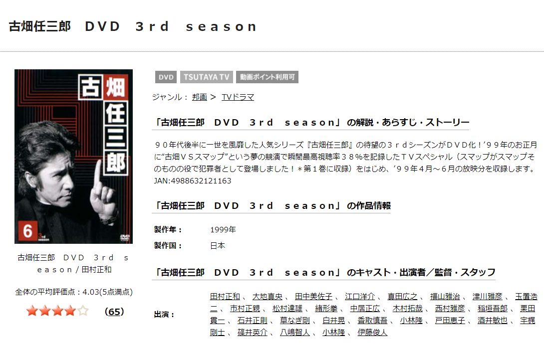 古畑任三郎 tsutaya discas