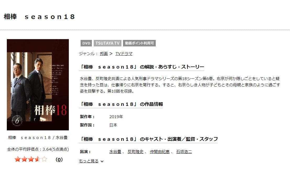 ドラマ 相棒シーズン18の動画を無料で見れる配信サイトまとめ