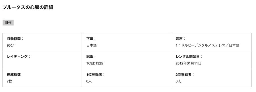 ブルータスの心臓 tsutaya discas