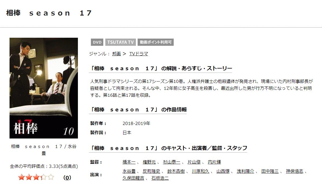 相棒17 tsutaya discas