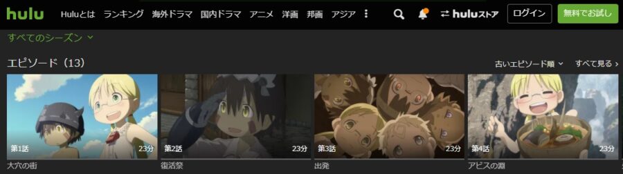 アニメ メイドインアビスの動画を無料で見れる配信サイトまとめ