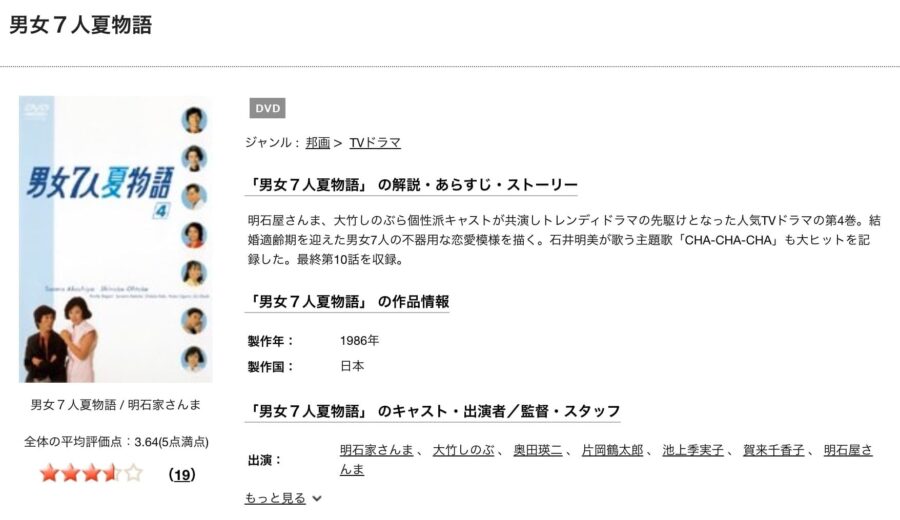 ドラマ 男女７人夏物語の動画を無料で見れる配信サイトまとめ