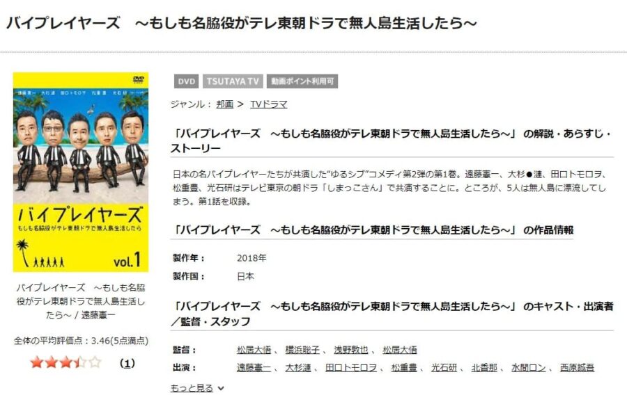 バイプレイヤーズ〜もしも名脇役がテレ東朝ドラで無人島生活したら〜TSUTAYA DISCAS
