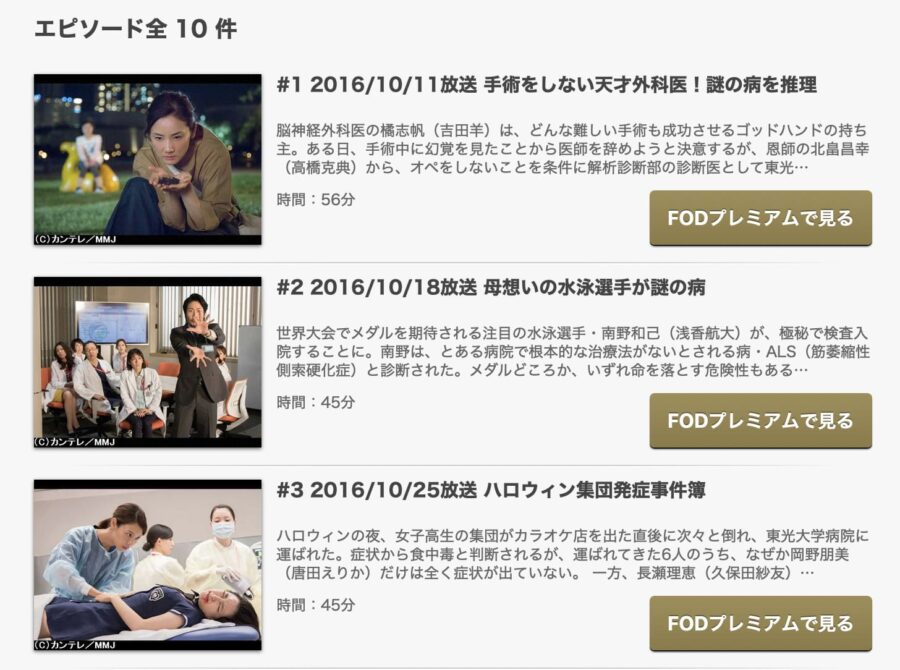 ドラマ メディカルチーム レディ ダ ヴィンチの診断の動画を無料で見れる配信サイトまとめ