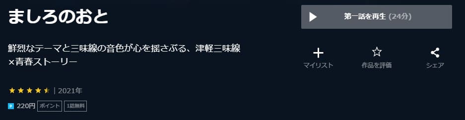ましろのおとU-NEXT