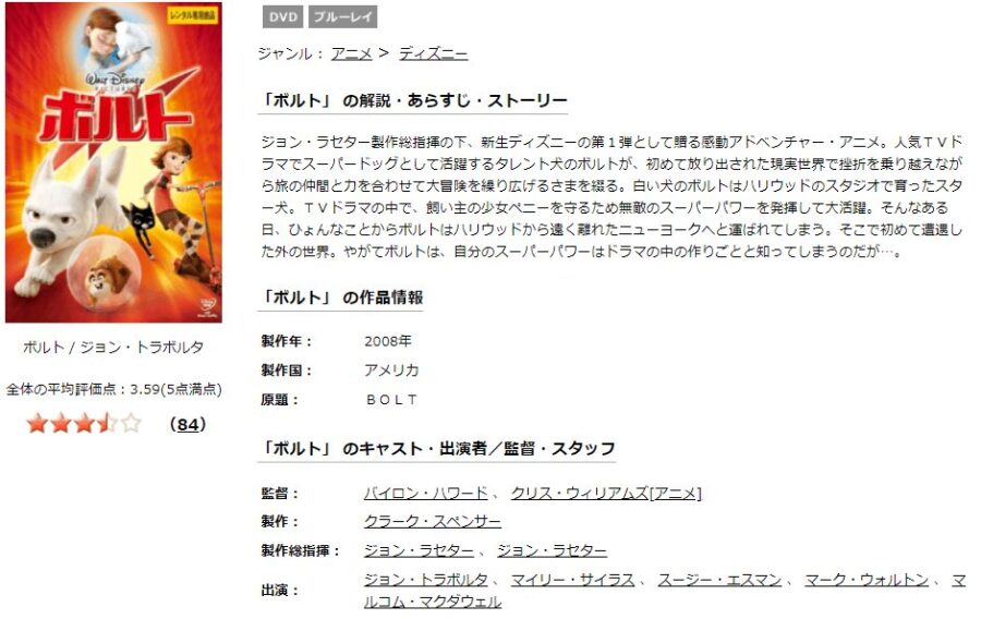 映画 ボルトの動画をフルで無料視聴できる配信サイトまとめ