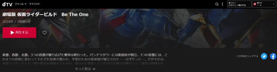 仮面ライダービルド Be The One dTV