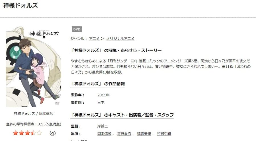 アニメ 神様ドォルズの動画を無料で見れる配信サイトまとめ