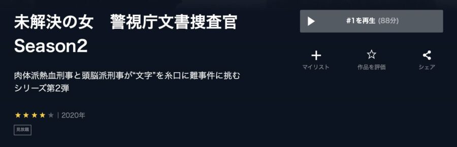 未解決の女 警視庁文書捜査官2U-NEXT