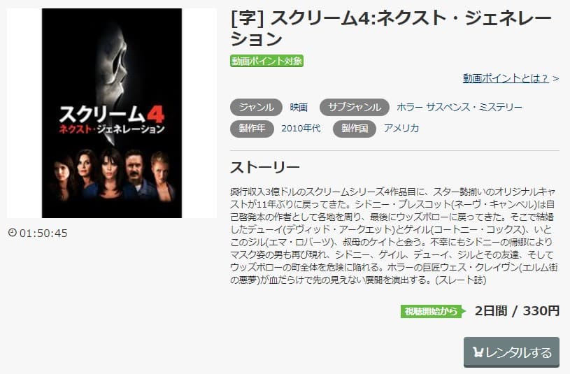 映画 スクリーム4 ネクスト ジェネレーションの動画をフルで無料視聴できる配信サイトまとめ