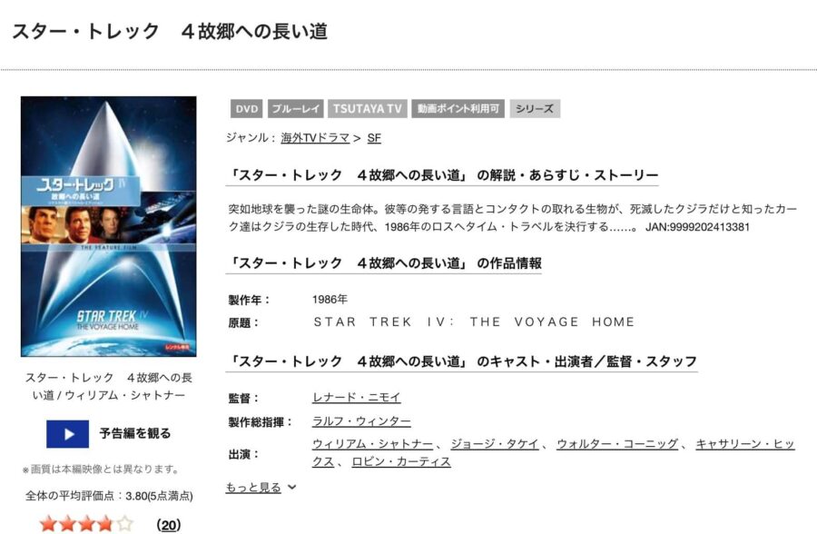 映画 スタートレックiv 故郷への長い道の動画をフルで無料視聴できる配信サイトまとめ