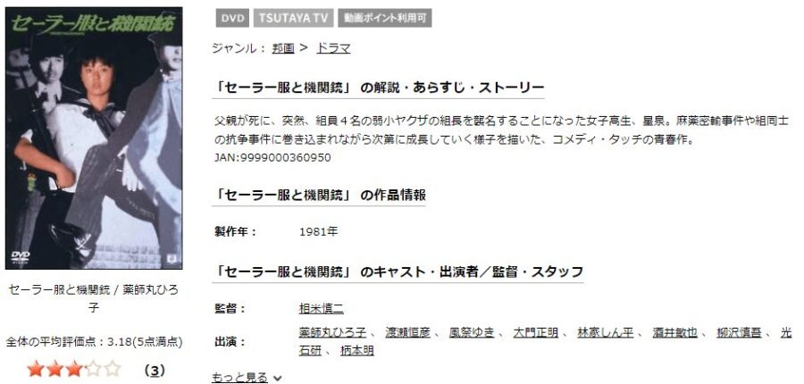 セーラー服と機関銃TSUTAYA DISCAS