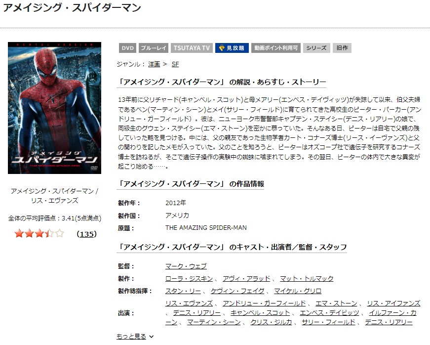 アメイジング・スパイダーマンTSUTAYA DISCAS