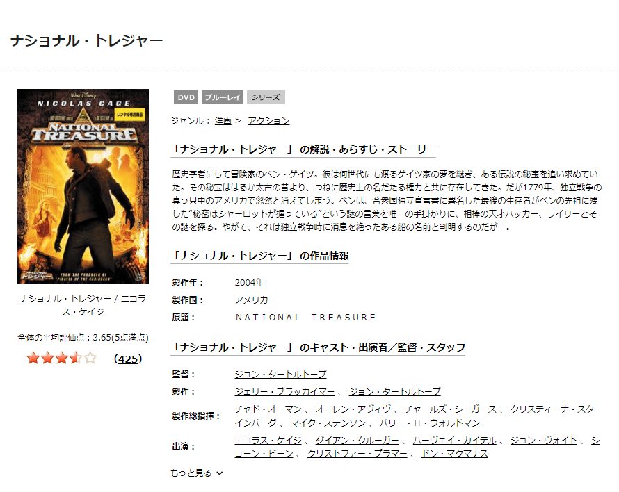 ナショナル・トレジャーdiscas