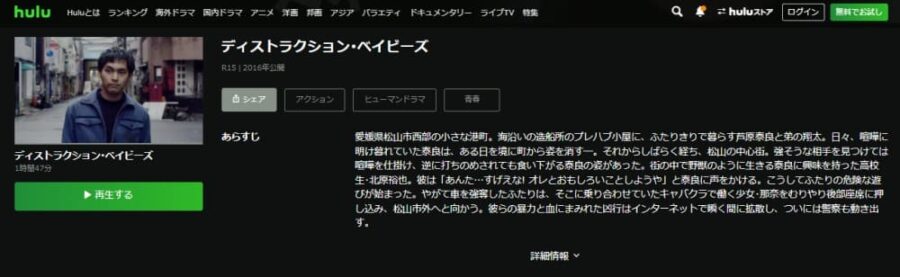 ディストラクション・ベイビーズ Hulu