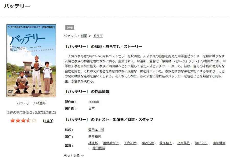 映画 バッテリー 実写 の動画をフルで無料視聴できる配信サイトまとめ