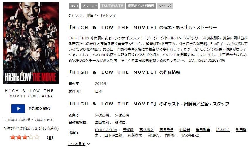 映画 High Low The Movieの動画をフルで無料視聴できる配信サイトまとめ
