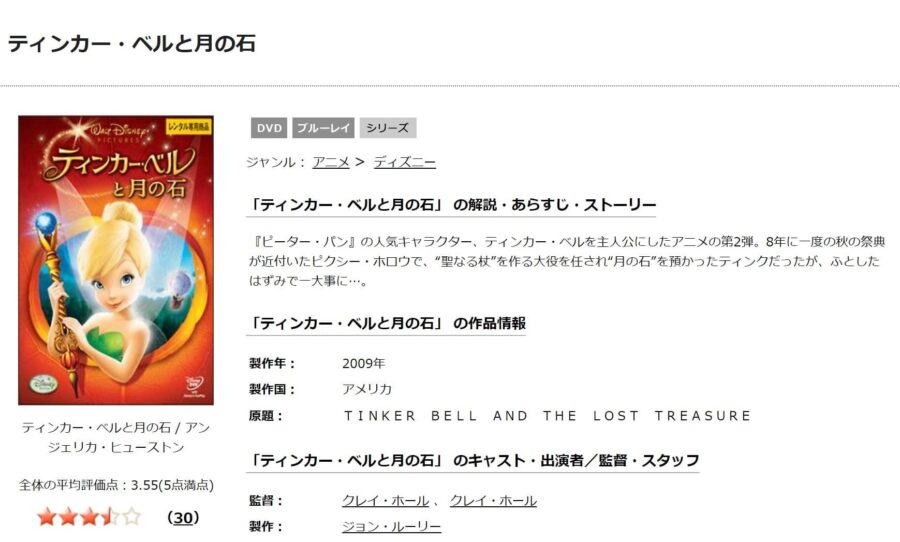 映画 ティンカー ベルと月の石の動画を無料で見れる配信サイトまとめ
