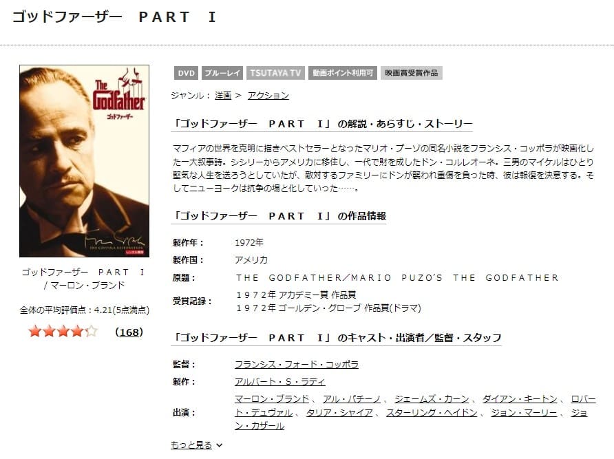 ゴッドファーザー TSUTAYA DISCAS
