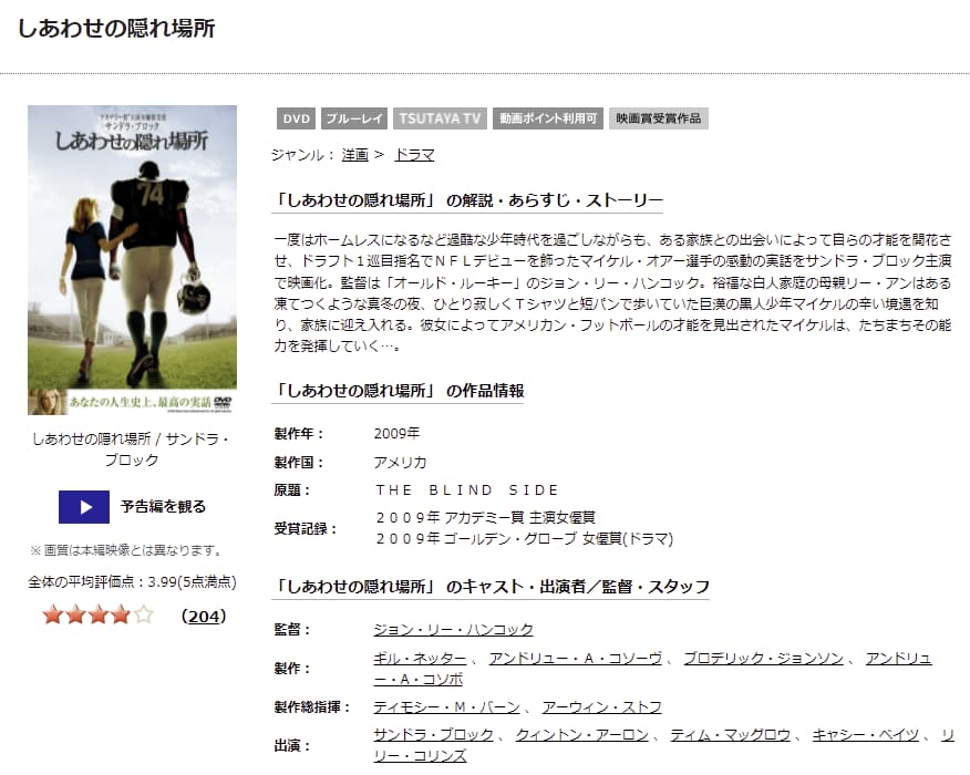 映画 しあわせの隠れ場所の動画をフルで無料視聴できる配信サイトまとめ