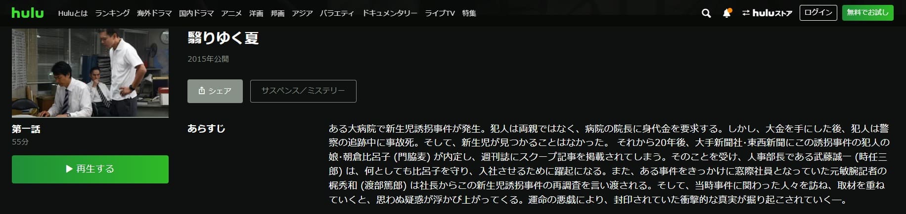 翳りゆく夏Hulu