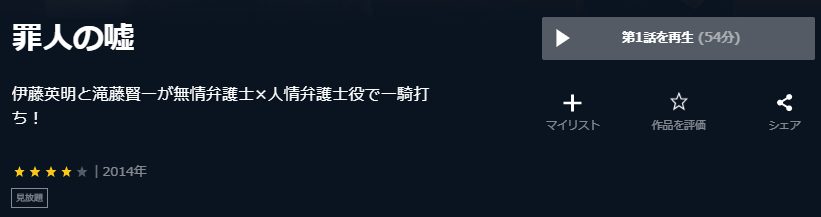 罪人の嘘U-NEXT