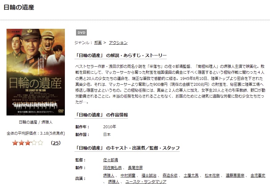 日輪の遺産TSUTAYA DISCAS