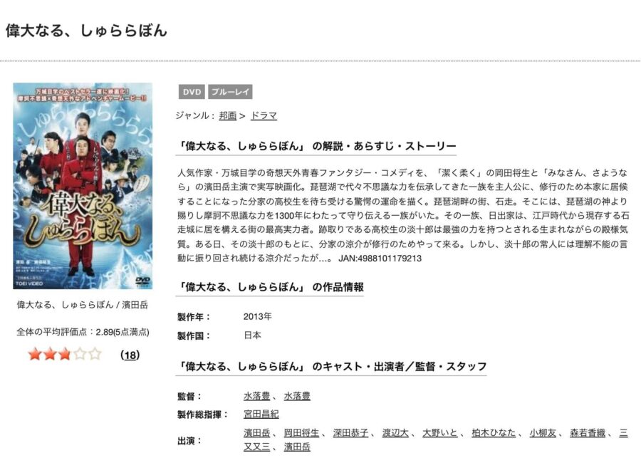 映画 偉大なる しゅららぼんの動画をフルで無料視聴できる配信サイトまとめ