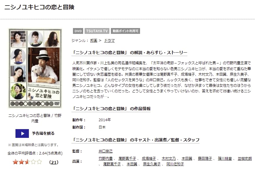 ニシノユキヒコの恋と冒険TSUTAYA DISCAS