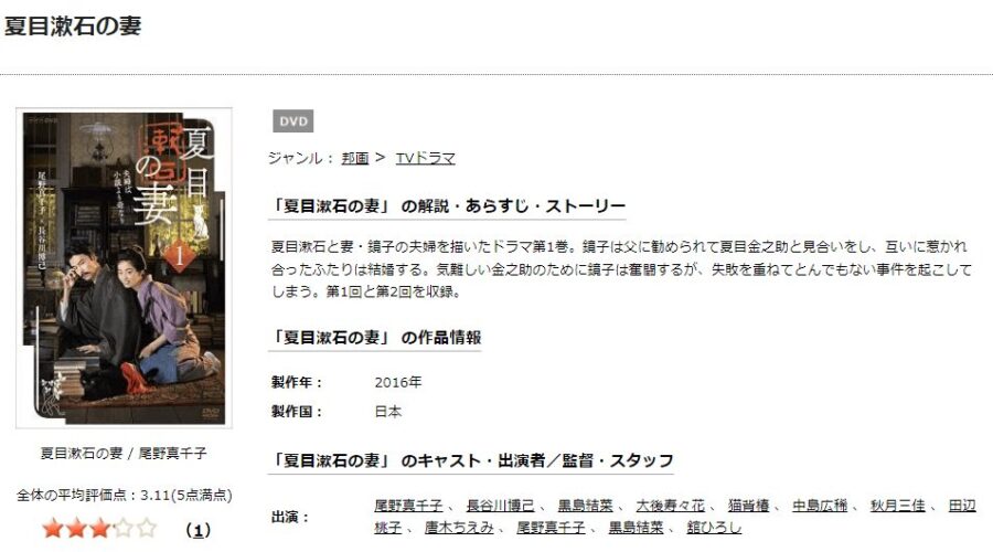 夏目漱石の妻TSUTAYA DISCAS
