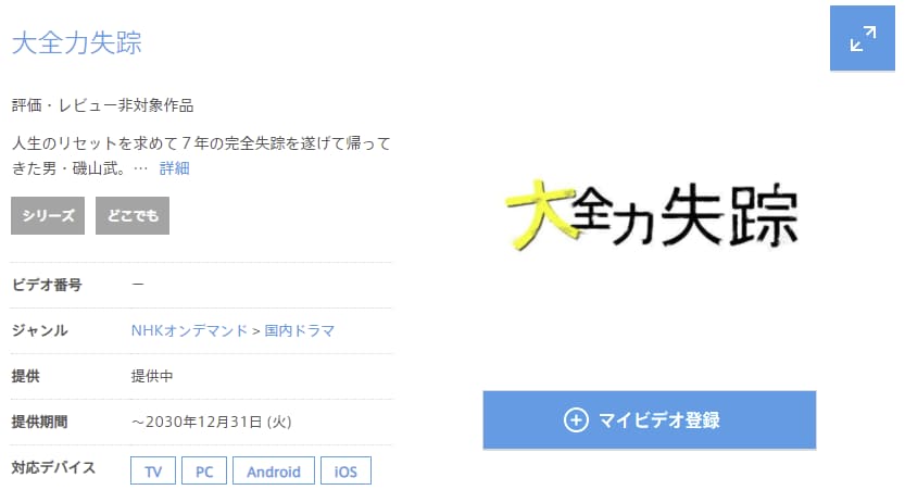 大全力失踪 ひかりTV