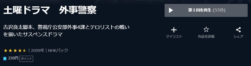 外事警察U-NEXT