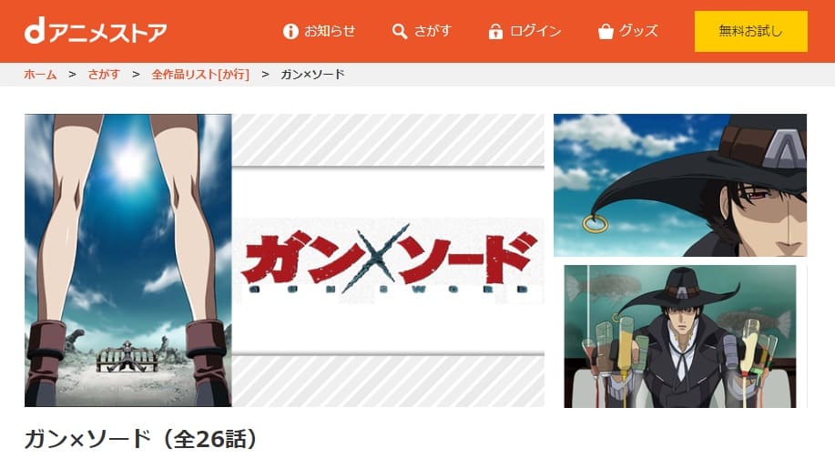 アニメ ガン ソードの動画を無料で見れる配信サイトまとめ