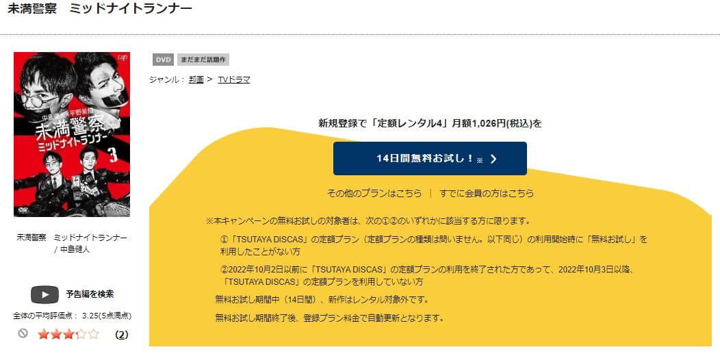未満警察 ミッドナイトランナーTSUTAYA DISCAS