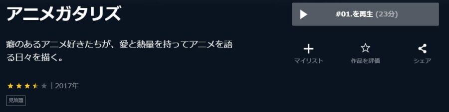 アニメガタリズ U-NEXT