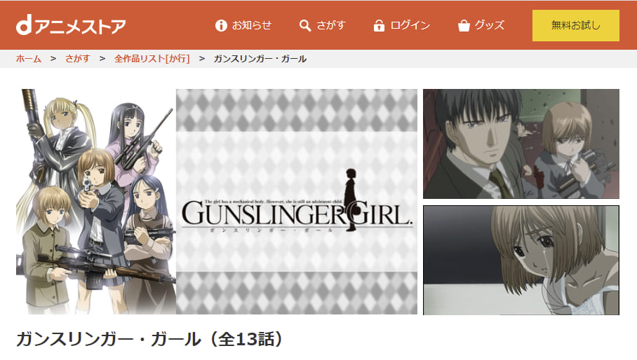 GUNSLINGER GIRL(1期)dアニメストア