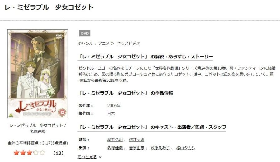 アニメ レ ミゼラブル 少女コゼットの動画を無料で見れる配信サイトまとめ