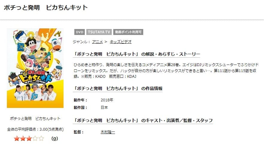 アニメ ポチっと発明 ピカちんキットの動画を無料で見れる配信サイトまとめ