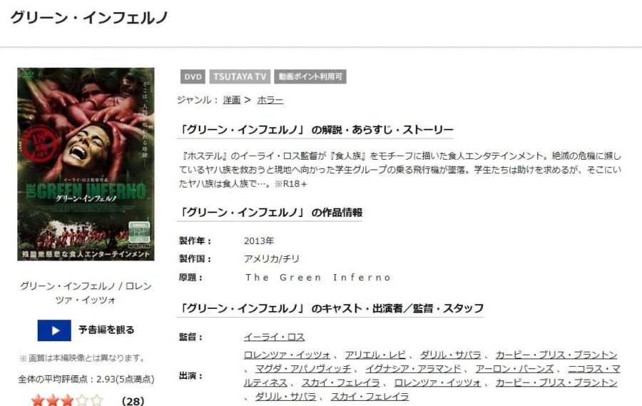 グリーン・インフェルノTSUTAYA DISCAS