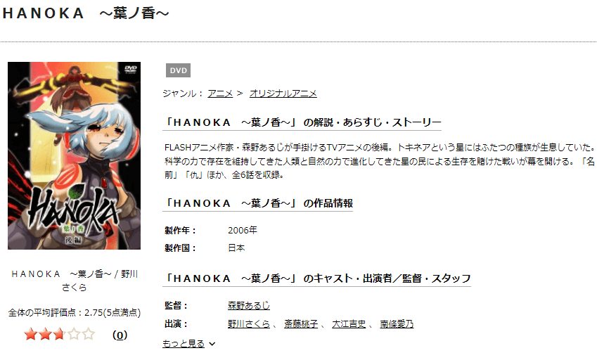 HANOKA~葉ノ香~TSUTAYA DISCAS