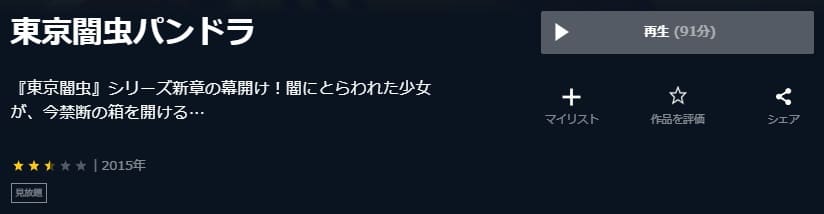 映画 東京闇虫パンドラ 実写 の動画をフルで無料視聴できる配信サイトまとめ