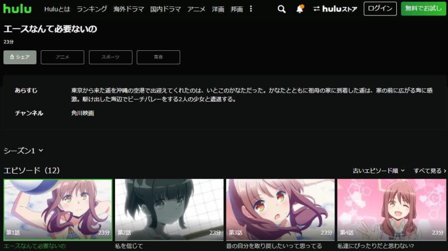 はるかなレシーブ hulu