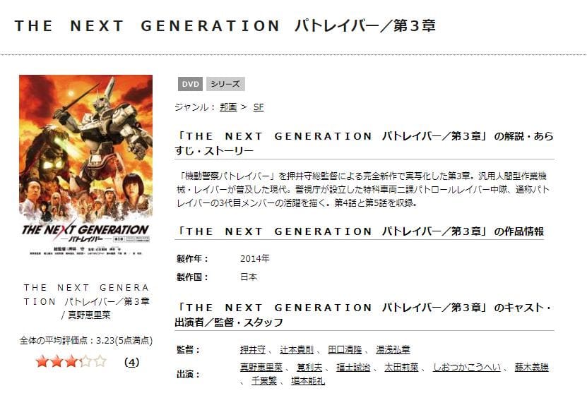 THE NEXT GENERATION パトレイバー 第3章 TSUTAYA DISCAS