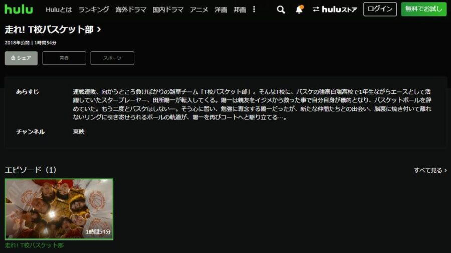 走れ!T校バスケット部 hulu