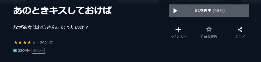 あのときキスしておけば U-NEXT
