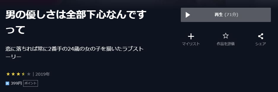 男の優しさは全部下心なんですってU-NEXT