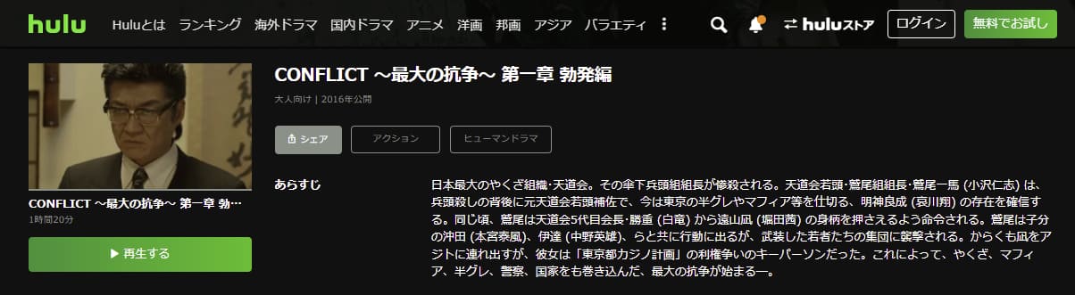 CONFLICT 最大の抗争Hulu