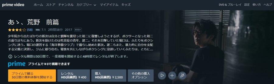 あゝ、荒野 前篇Amazon