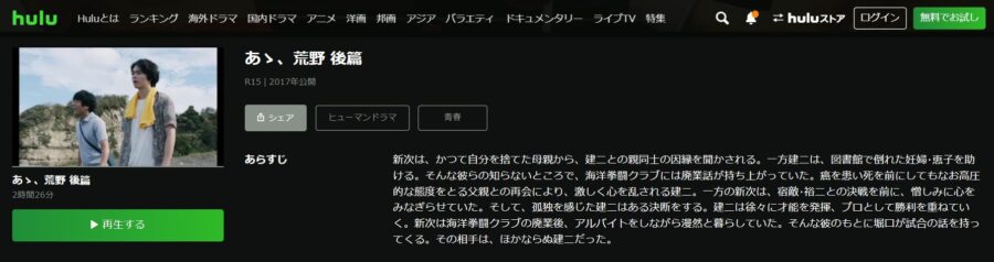 あゝ、荒野 後篇Hulu