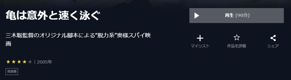 亀は意外と速く泳ぐU-NEXT